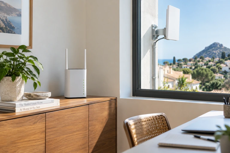 Router de conectividad móvil y antena exterior