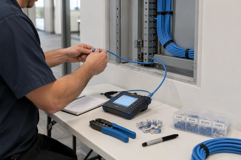 Trabajo de instalación y comprobación de cableado de red
