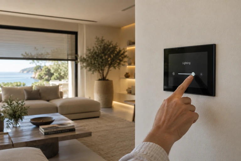 Panel de control de domótica integrado en una vivienda